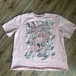 Aelfric Eden Metalic Pink Graphic Tees Men Y2k Oversized T Shirt Size L
